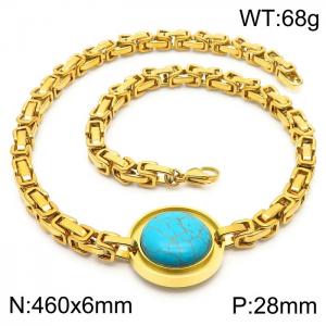 Stainless Steel Special Blue Stone Bracelets Women Gold Color - KN233862-Z