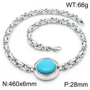 Stainless Steel Special Blue Stone Bracelets Women Silver Color - KN233863-Z