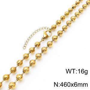 6mm Stainless Steel Chain Bead Bracelet Women Gold Color - KN233873-Z