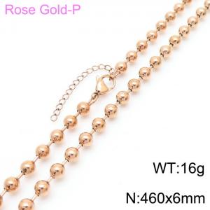 6mm Stainless Steel Chain Bead Bracelet Women Rose Gold Color - KN233874-Z