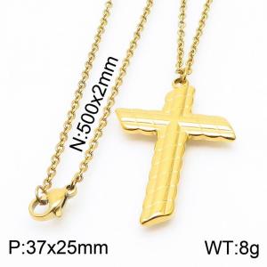 Stainless Steel Cross Bracelets Women Gold Color - KN233888-Z