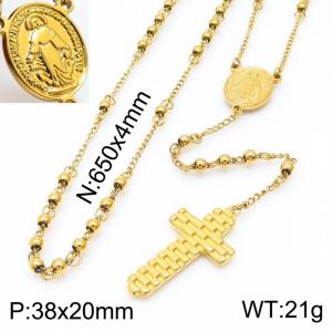 Stainless Steel Special Cross Bracelets Women Gold Color - KN233890-Z