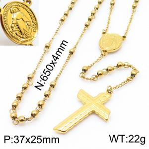 Stainless Steel Special Cross Bracelets Women Gold Color - KN233892-Z