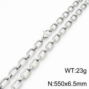 Unisex 550mm Stainless Steel Oval Links Necklace - KN233920-Z