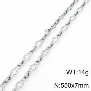 Unisex 550mm Stainless Steel Cross Links Necklace - KN233932-Z