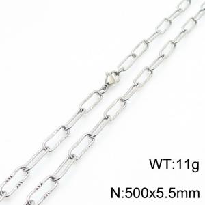 Unisex 500mm Stainless Steel Thin Rectangular Links Necklace - KN233943-Z