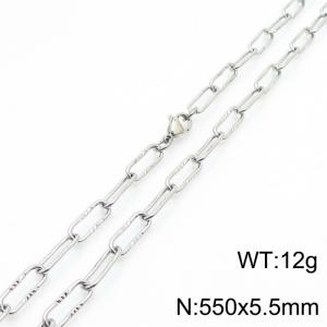 Unisex 550mm Stainless Steel Thin Rectangular Links Necklace - KN233944-Z