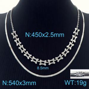540mm Stainless Steel Snake Bone Necklace with 450mm Cartoon Bone Links Chain - KN233960-Z