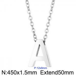26 English letters surname short collarbone chain European and American fashion stainless steel perforated initials pendant necklace - KN233965-Z