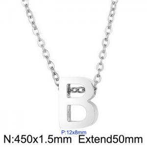 26 English letters surname short collarbone chain European and American fashion stainless steel perforated initials pendant necklace - KN233966-Z