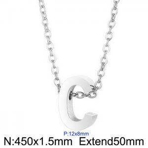 26 English letters surname short collarbone chain European and American fashion stainless steel perforated initials pendant necklace - KN233967-Z