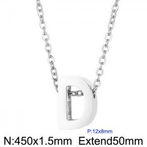 26 English letters surname short collarbone chain European and American fashion stainless steel perforated initials pendant necklace - KN233968-Z