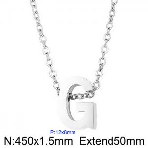 26 English letters surname short collarbone chain European and American fashion stainless steel perforated initials pendant necklace - KN233971-Z