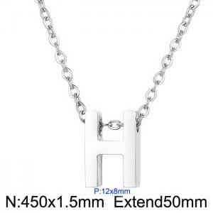 26 English letters surname short collarbone chain European and American fashion stainless steel perforated initials pendant necklace - KN233972-Z