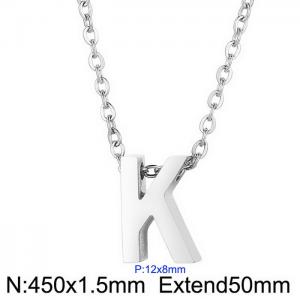 26 English letters surname short collarbone chain European and American fashion stainless steel perforated initials pendant necklace - KN233975-Z