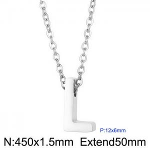 26 English letters surname short collarbone chain European and American fashion stainless steel perforated initials pendant necklace - KN233976-Z