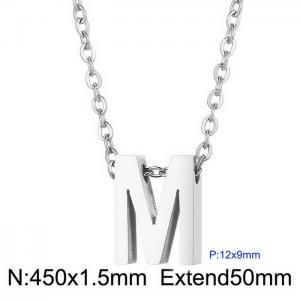 26 English letters surname short collarbone chain European and American fashion stainless steel perforated initials pendant necklace - KN233977-Z