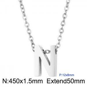 26 English letters surname short collarbone chain European and American fashion stainless steel perforated initials pendant necklace - KN233978-Z