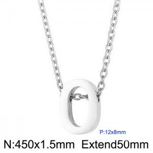 26 English letters surname short collarbone chain European and American fashion stainless steel perforated initials pendant necklace - KN233979-Z