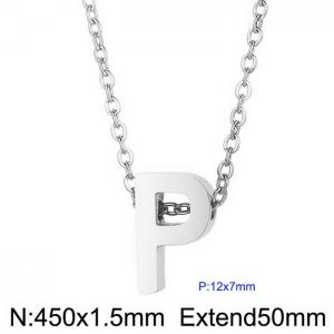 26 English letters surname short collarbone chain European and American fashion stainless steel perforated initials pendant necklace - KN233980-Z