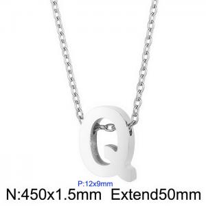 26 English letters surname short collarbone chain European and American fashion stainless steel perforated initials pendant necklace - KN233981-Z