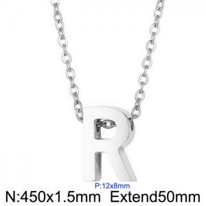 26 English letters surname short collarbone chain European and American fashion stainless steel perforated initials pendant necklace - KN233982-Z