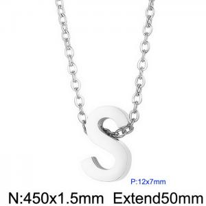 26 English letters surname short collarbone chain European and American fashion stainless steel perforated initials pendant necklace - KN233983-Z