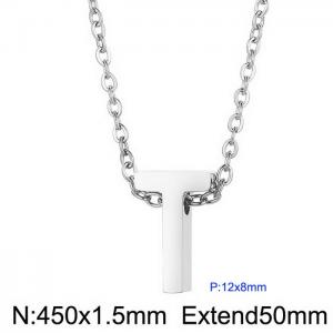 26 English letters surname short collarbone chain European and American fashion stainless steel perforated initials pendant necklace - KN233984-Z