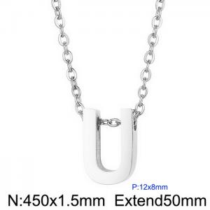 26 English letters surname short collarbone chain European and American fashion stainless steel perforated initials pendant necklace - KN233985-Z