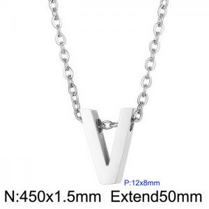 26 English letters surname short collarbone chain European and American fashion stainless steel perforated initials pendant necklace - KN233986-Z