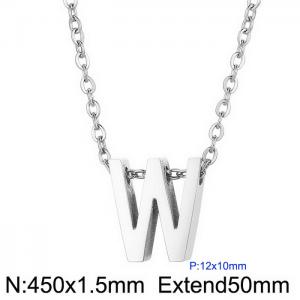 26 English letters surname short collarbone chain European and American fashion stainless steel perforated initials pendant necklace - KN233987-Z
