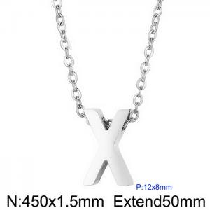 26 English letters surname short collarbone chain European and American fashion stainless steel perforated initials pendant necklace - KN233988-Z