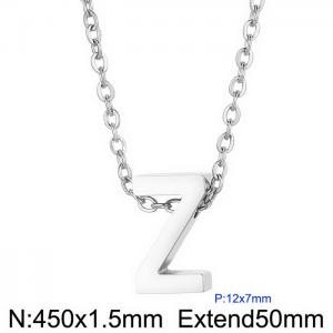 26 English letters surname short collarbone chain European and American fashion stainless steel perforated initials pendant necklace - KN233990-Z