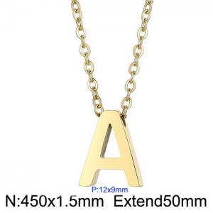 26 English letters surname short collarbone chain European and American fashion stainless steel perforated initials pendant necklace - KN233991-Z