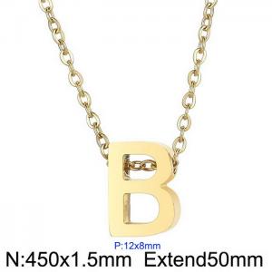 26 English letters surname short collarbone chain European and American fashion stainless steel perforated initials pendant necklace - KN233992-Z