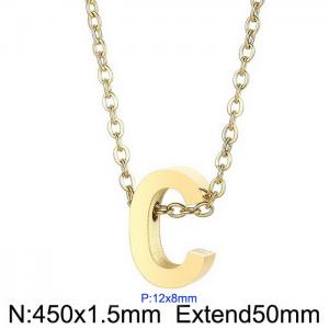 26 English letters surname short collarbone chain European and American fashion stainless steel perforated initials pendant necklace - KN233993-Z