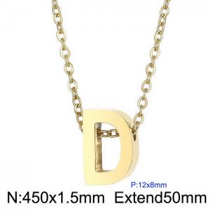 26 English letters surname short collarbone chain European and American fashion stainless steel perforated initials pendant necklace - KN233994-Z