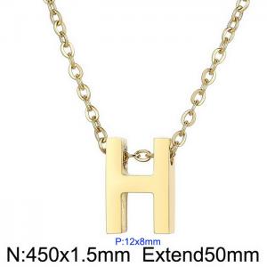 26 English letters surname short collarbone chain European and American fashion stainless steel perforated initials pendant necklace - KN233998-Z