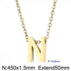 26 English letters surname short collarbone chain European and American fashion stainless steel perforated initials pendant necklace - KN234004-Z