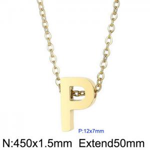 26 English letters surname short collarbone chain European and American fashion stainless steel perforated initials pendant necklace - KN234006-Z
