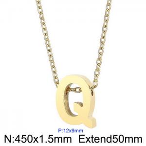 26 English letters surname short collarbone chain European and American fashion stainless steel perforated initials pendant necklace - KN234007-Z