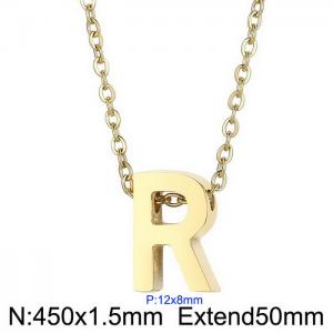 26 English letters surname short collarbone chain European and American fashion stainless steel perforated initials pendant necklace - KN234008-Z