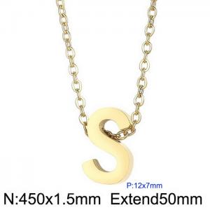 26 English letters surname short collarbone chain European and American fashion stainless steel perforated initials pendant necklace - KN234009-Z