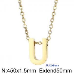 26 English letters surname short collarbone chain European and American fashion stainless steel perforated initials pendant necklace - KN234011-Z