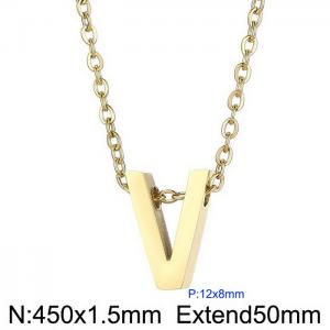 26 English letters surname short collarbone chain European and American fashion stainless steel perforated initials pendant necklace - KN234012-Z