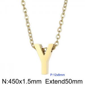 26 English letters surname short collarbone chain European and American fashion stainless steel perforated initials pendant necklace - KN234015-Z