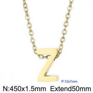 26 English letters surname short collarbone chain European and American fashion stainless steel perforated initials pendant necklace - KN234016-Z