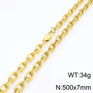 Gold Plated Stainless Steel O Chain Necklace with Lobster Clasp - KN234304-KFC