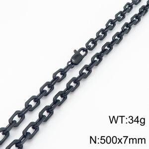 Black Plated Stainless Steel O Chain Necklace with Lobster Clasp - KN234305-KFC