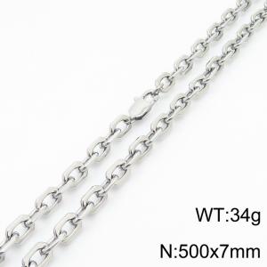 Silver Color Stainless Steel O Chain Necklace with Lobster Clasp - KN234306-KFC